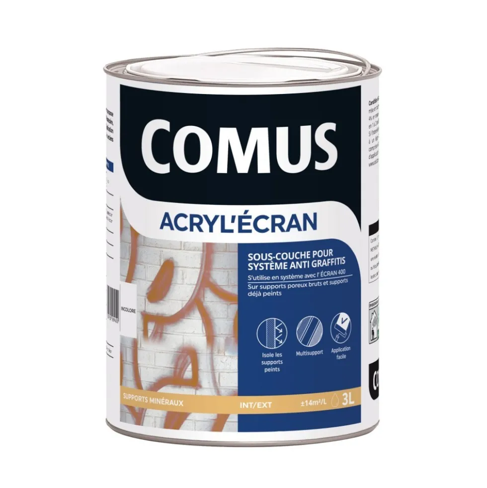 Sous-couche isolante pour support poreux - 3 litres - Acryl Ecran COMUS