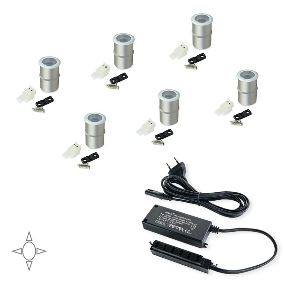 Spot LED - encastrable - 12 V - aluminium - kit de 6 - Alcor EMUCA