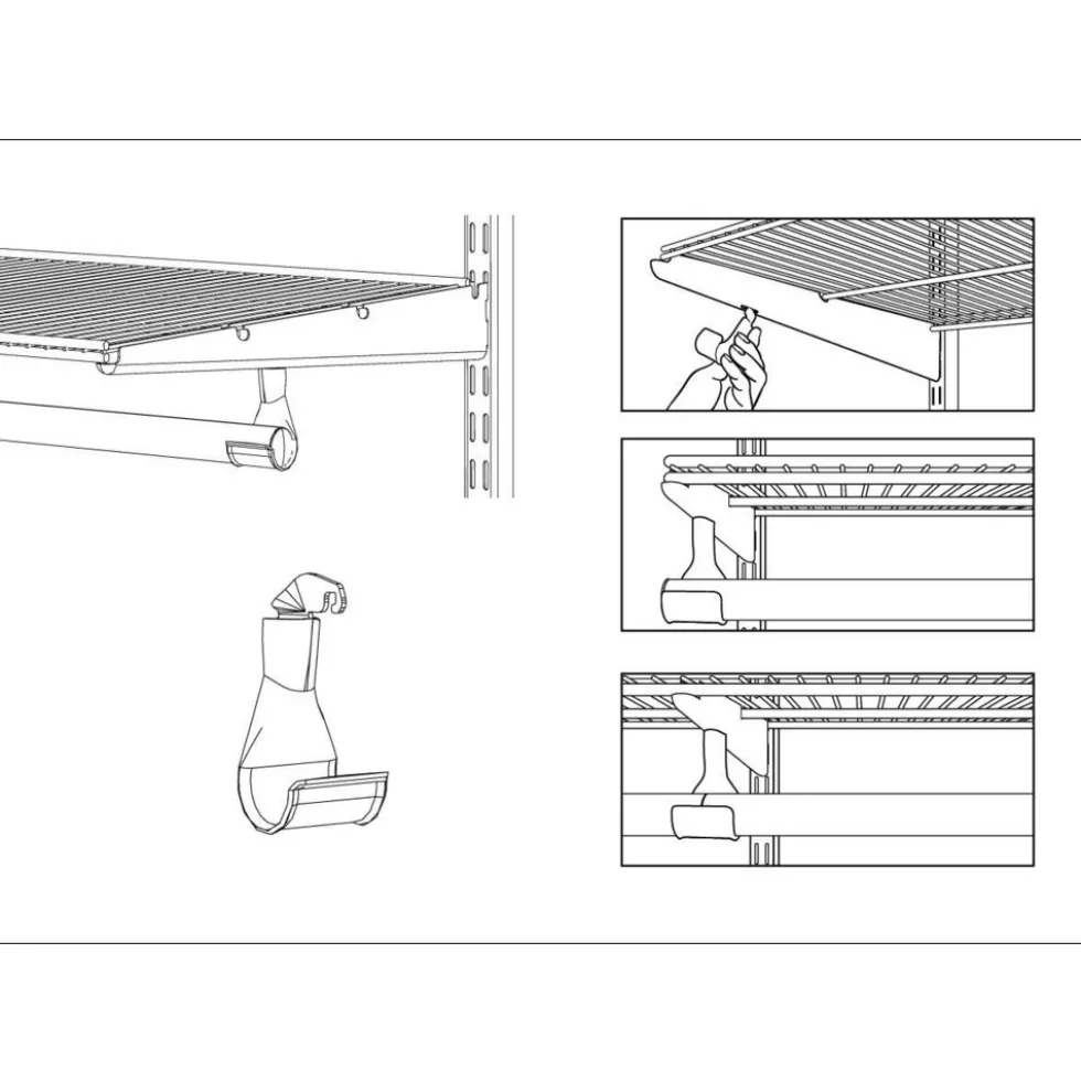 Support barre de penderie - tube de 25 mm - système suspendu - graphite ELFA