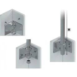 Support d'angle mural pour poteau de garde-corps 40x40 mm - inox 304 Design Production