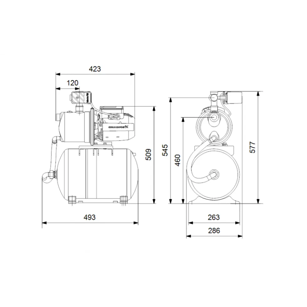 Surpresseur domestique JP 5-48 PT - auto-amorçant GRUNDFOS