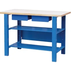 Établi mécanicien - longueur 1,20 m - plateau bois - 2 tiroirs OUTIFRANCE