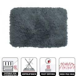 Tapis de bain - 70x120cm - Gris Granit - Microfibre - antidérapant - Highland SPIRELLA