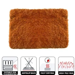 Tapis de bain - 60x90cm - Orange - Microfibre - antidérapant - Highland SPIRELLA
