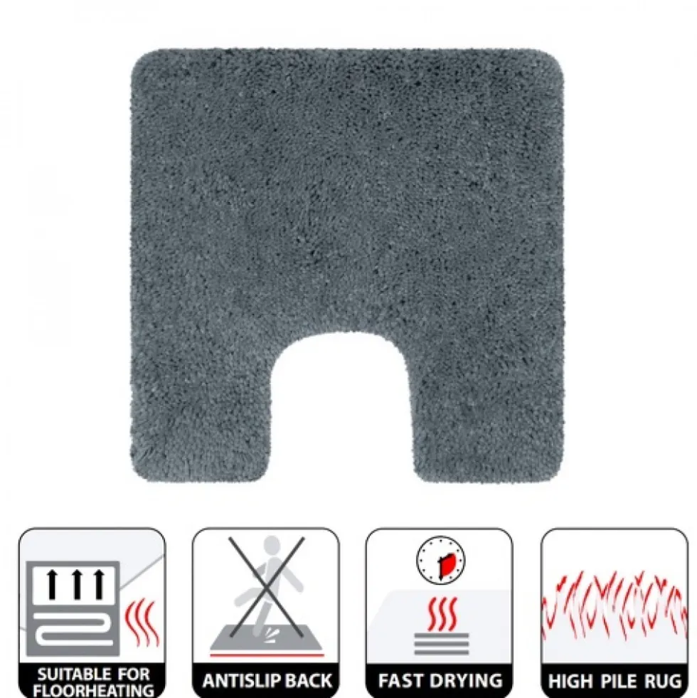Tapis de WC - 55x55cm - Gris - Microfibre - antidérapant - Highland SPIRELLA
