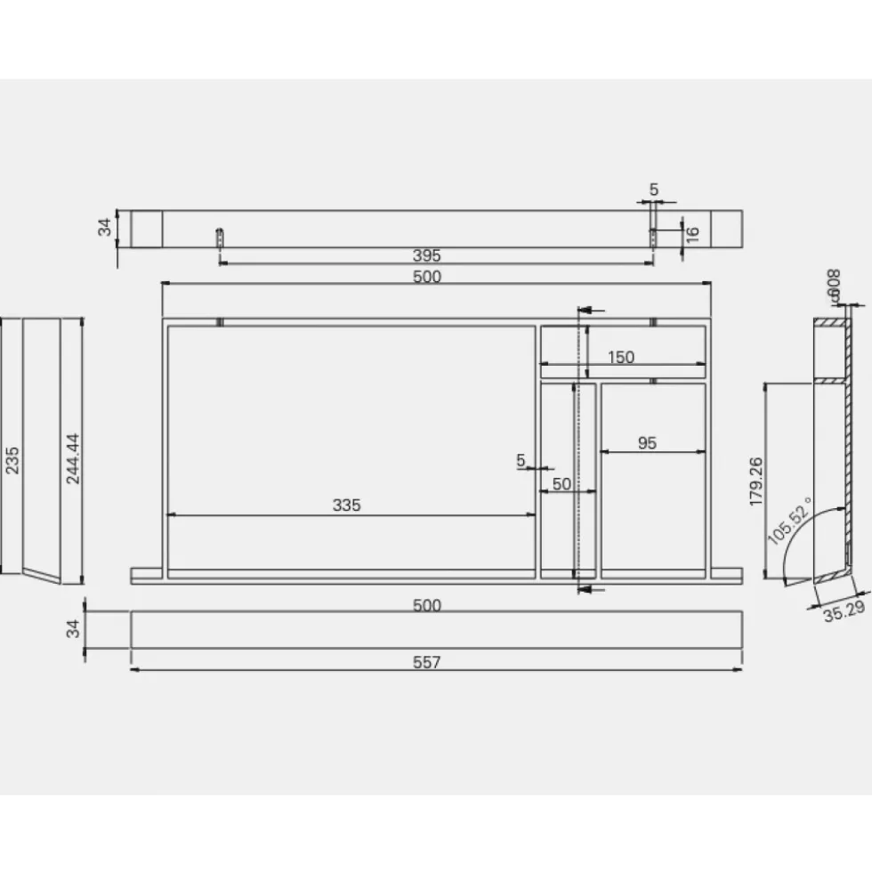 Tiroir complet en bambou Steelforce - fixation sous plateau de bureau HETTICH