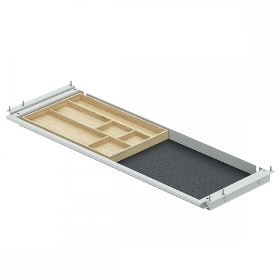 Tiroir de bureau en acier et bambou SL Grip Steelforce - sous bureau HETTICH
