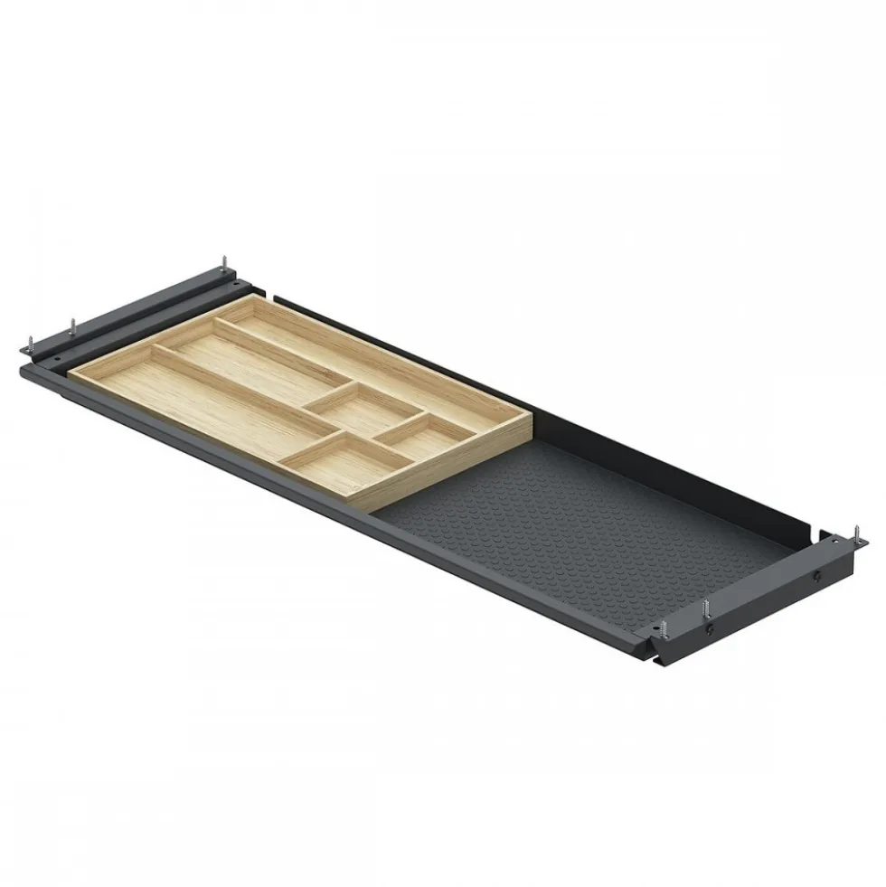 Tiroir de bureau en acier et bambou SL Grip Steelforce - sous bureau HETTICH