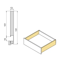 Tiroir extérieur Vertex 3D aluminium - hauteur 131 mm - charge 40 kg EMUCA