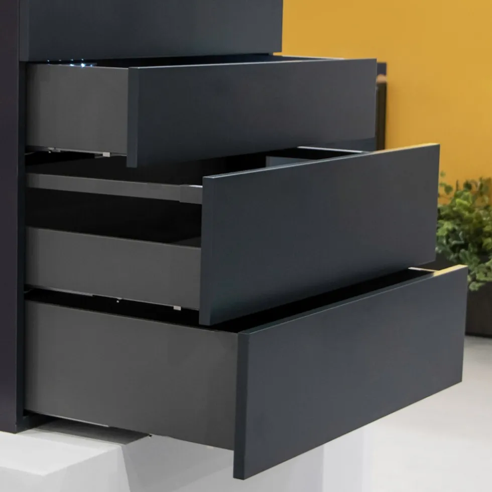 Tiroir extérieur Vertex 3D anthracite - 93 mm - 40 kg - push synchro EMUCA