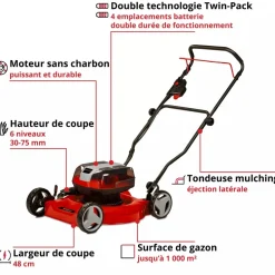 Tondeuse à gazon électrique - GE-CM 36/48 Li M-Solo - Power X-Change EINHELL