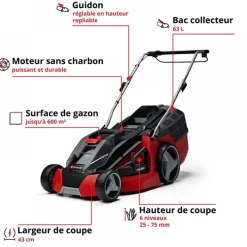 Tondeuse Lithium sur accu - 43cm - GE-CM 43 Li M EINHELL