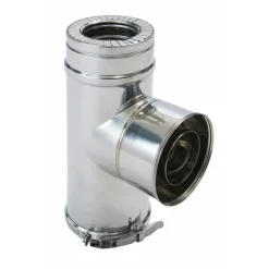 Té équerre isolé inox + bride - double paroi - 80 x 130 mm - Duoten TEN