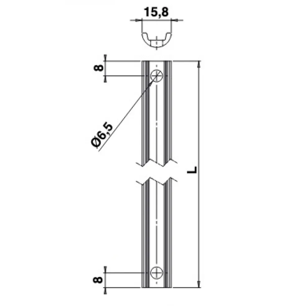 Tringle de crémone aluminium - 1300 mm - dimensions 16 x 8 mm - blanc TORBEL