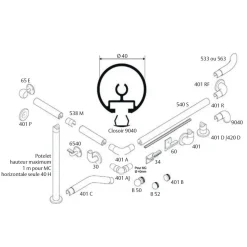 Tube profil aluminium - pour main courante - diamètre 40 mm - 540 S RIVINOX
