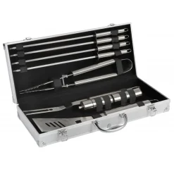 Valisette 9 outils inox : fourchette + pince + spatule + pics + sel & poivre COOK IN GARDEN