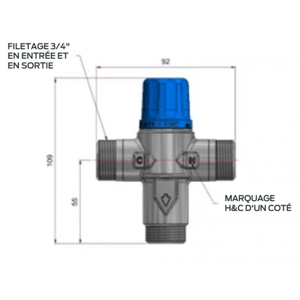 Vanne mitigeur thermostatique - M20x27 Reliance Valves