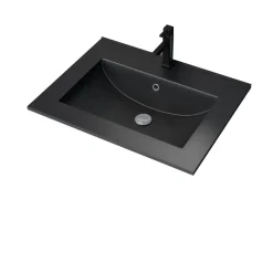 Vasque à encastrer - 60 cm - céramique noire satinée - Timber AURLANE