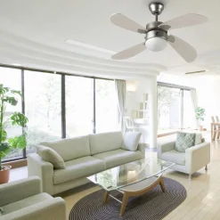 Ventilateur de plafond avec éclairage - 4 pales en bois - Bermudes FARELEK