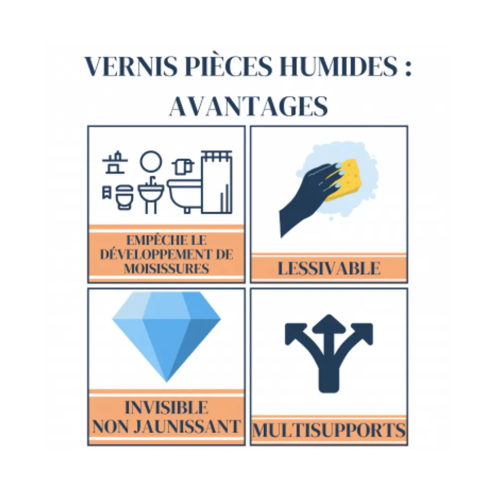 Vernis pièces humides multisupports mat invisible Mauler