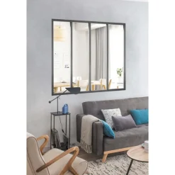 Verrière intérieure 4 carreaux 108 x 123,2 cm gris Kit Atelier