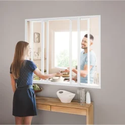 Verrière intérieure coulissante 4 carreaux 108 x 123,2 cm blanc - vitrage inclus Kit Atelier