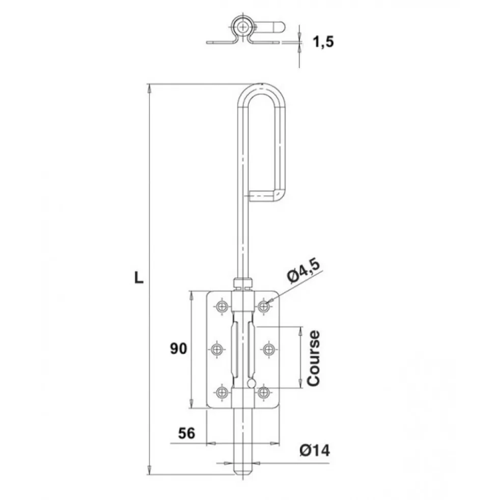 Verrou baïonnette en inox 316 brossé - diamètre 14 mm - x10 TORBEL
