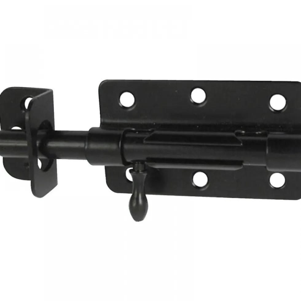 Verrou de box - époxy noir - platine 85x56 mm - Pêne 14 mm TORBEL