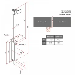 Verrou de portail en applique avec blocage intervantaux - inox brossé TIRARD