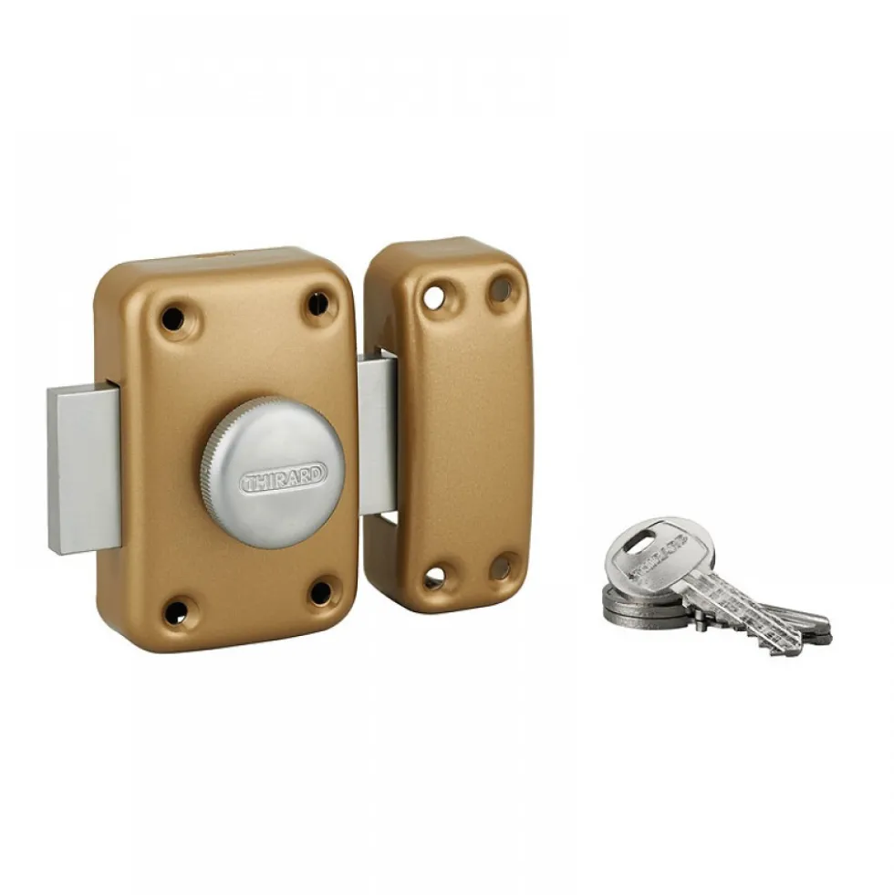 Verrou de porte - à bouton - cylindre rond HG5 - époxy or - Capital FTH THIRARD