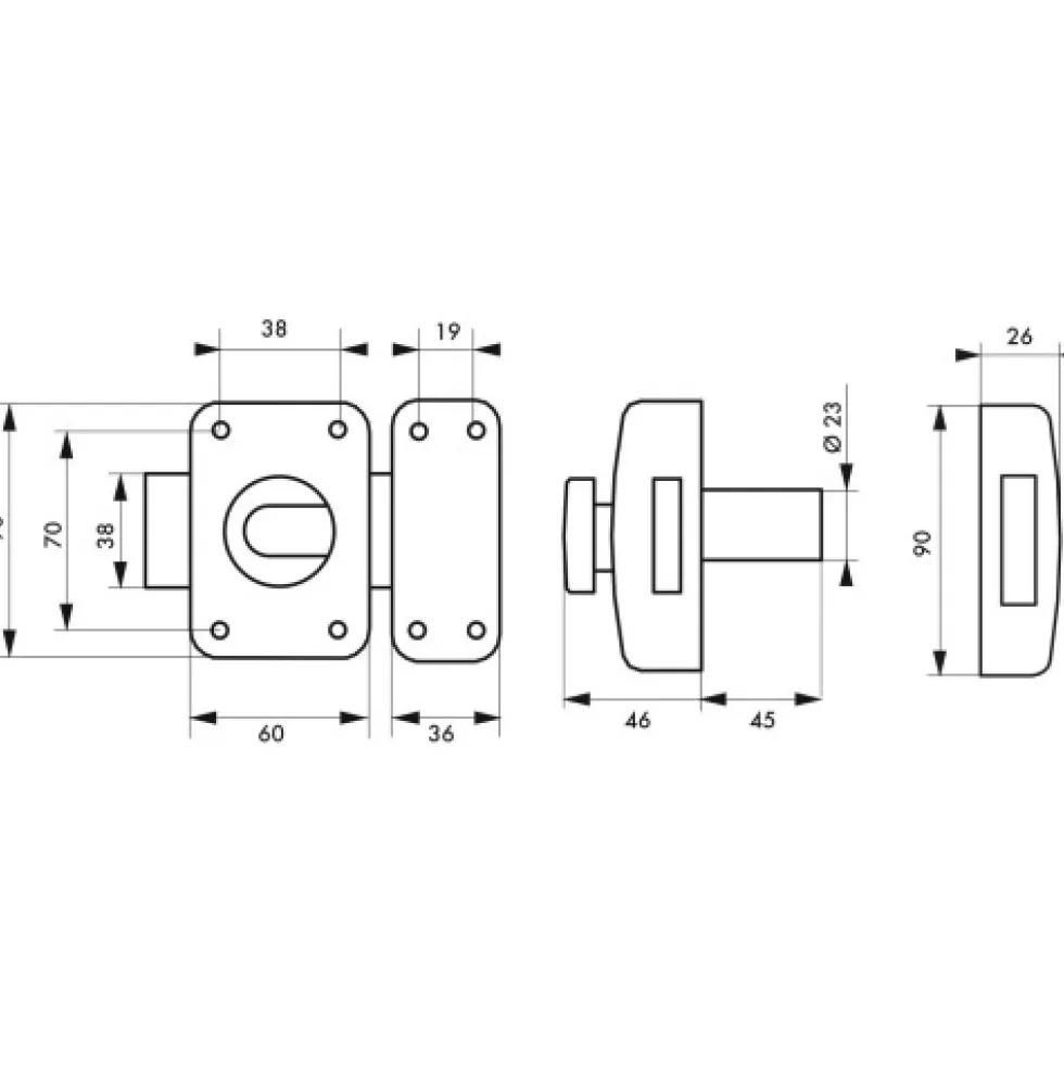 Verrou de porte à bouton et cylindre haute sûreté - TRANSIT 2 FTH THIRARD
