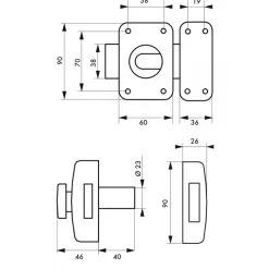 Verrou de porte à bouton et cylindre haute sûreté - TRANSIT 2 FTH THIRARD
