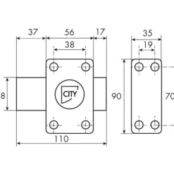 Verrou en applique s'entrouvrant - bouton et cylindre - bronze ISEO CITY