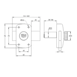 Verrou en applique - série B5 - à bouton - cylindre - finition bronze IFAM