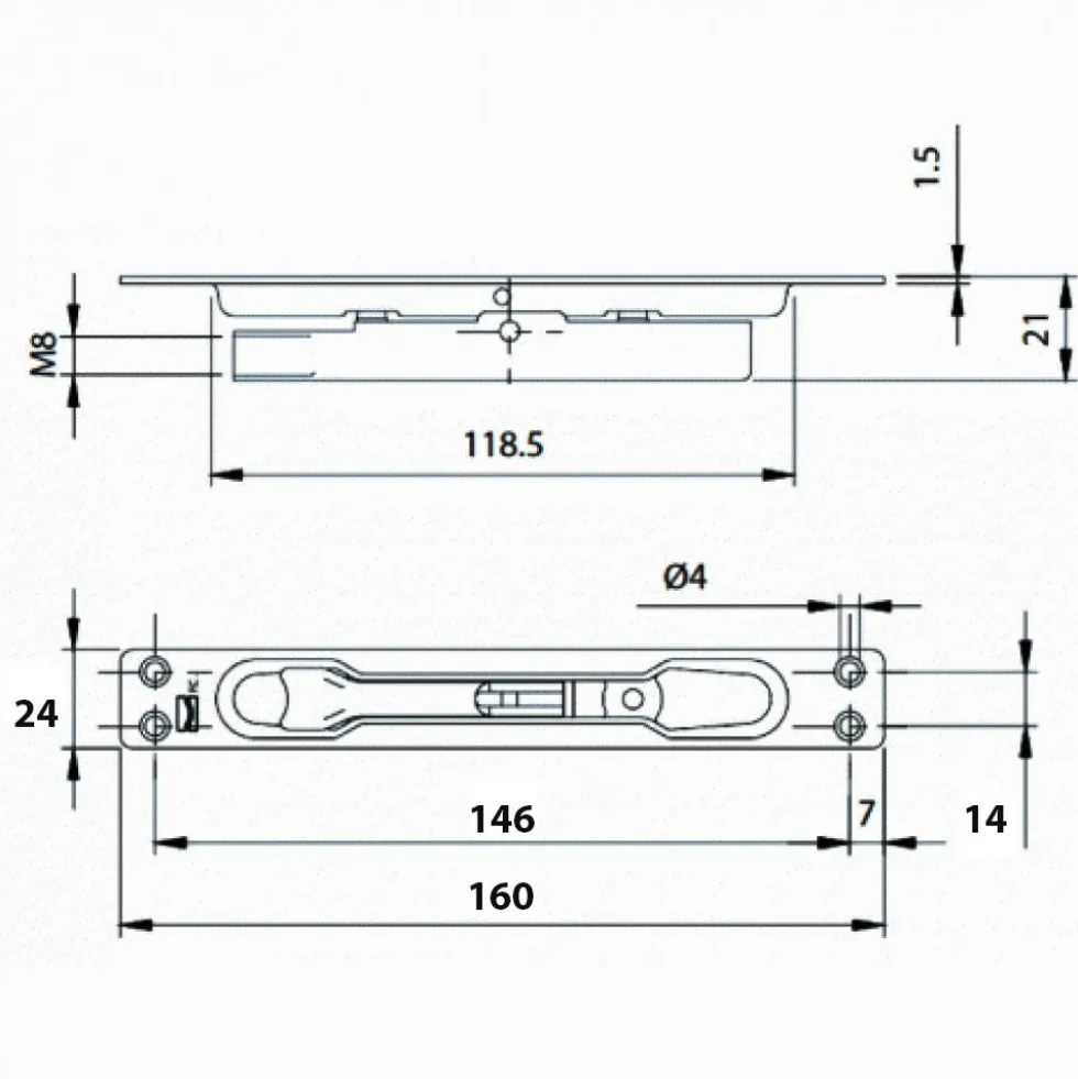 Verrou à encaster - une sortie et levier à bascule - pour tige de 8 mm COMUNELLO