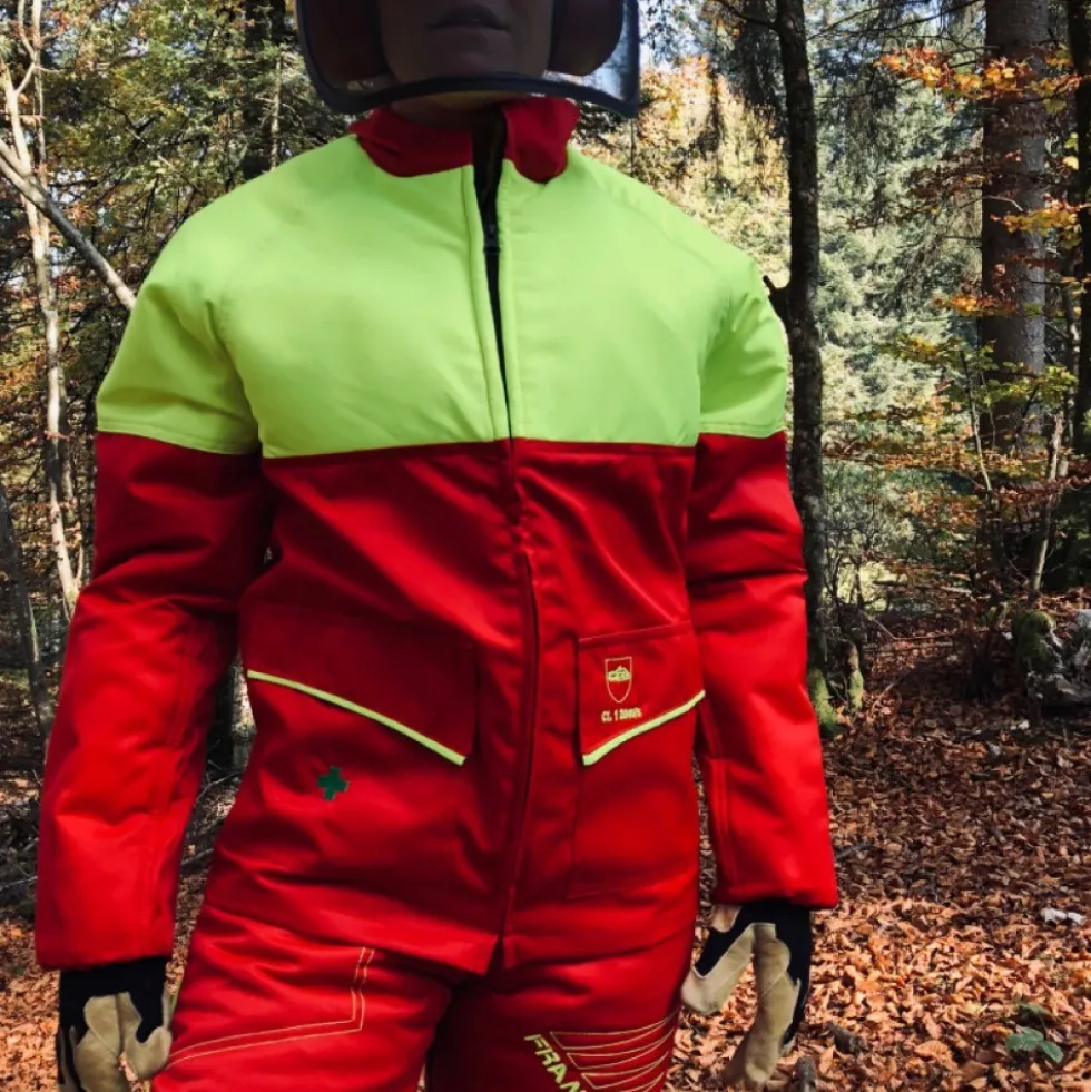 Veste forestière rouge protection pour scie à chaîne Prior Classe 1 FRANCITAL