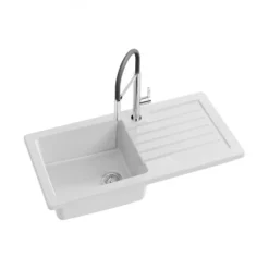 Évier de cuisine céramique 1 bac 100cm avec égouttoir - à encastrer - Camille JACOB DELAFON