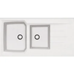 Évier à poser Montreal 2 cuves + 1 égouttoir - 120 cm - blanc MODERNA