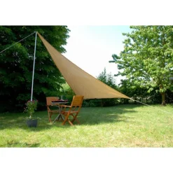 Voile d'ombrage triangle TAMPA beige - 360x360x360cm + accessoires Confortex