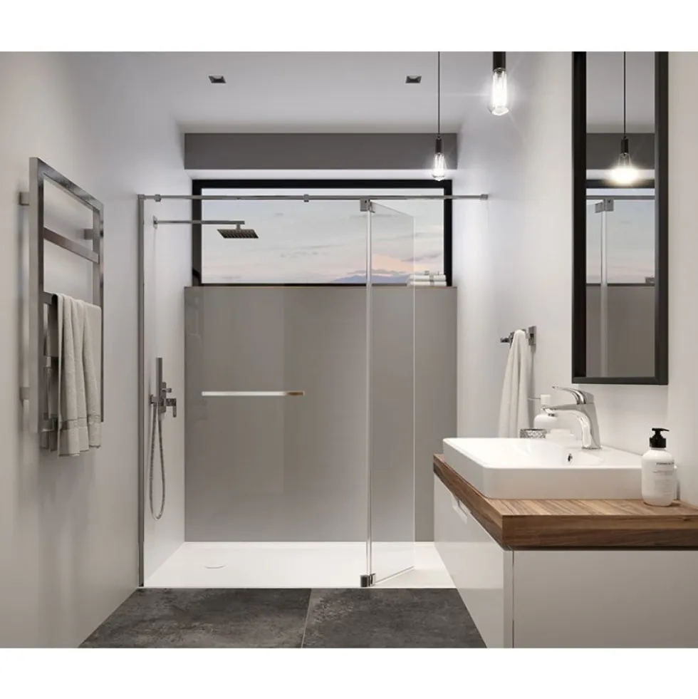 Volet de douche pivotant - universel - 200 x 40 cm - pour paroi fixe LEDA