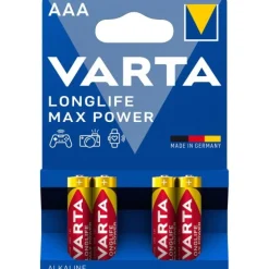 4 X Pile alcaline Longlife Max Power - AA ou AAA VARTA