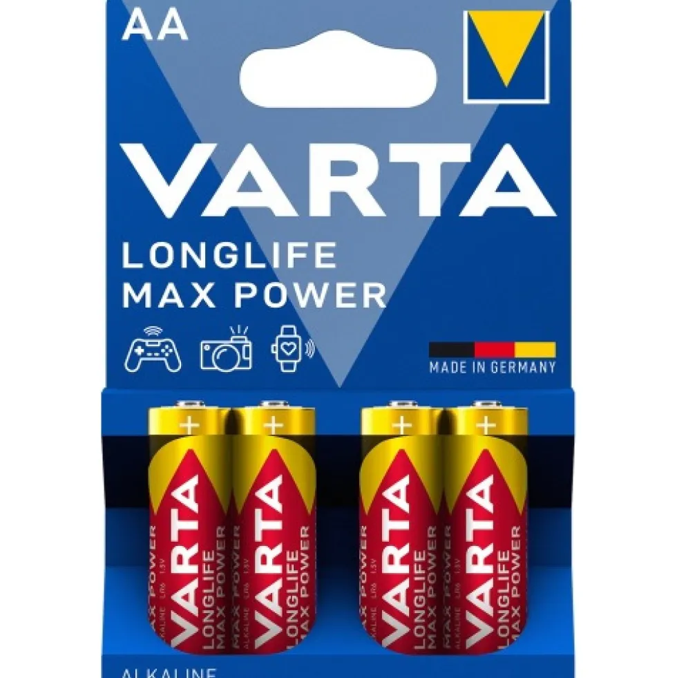 4 X Pile alcaline Longlife Max Power - AA ou AAA VARTA
